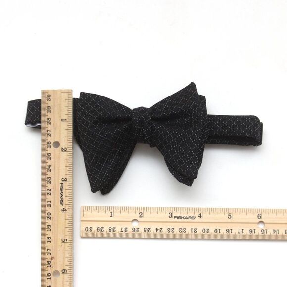 Men's Self tied Bow Tie Silk Bowtie Big Butterfly Bow tie S619 Black Plaid - Picture 11 of 13